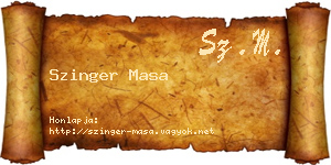 Szinger Masa névjegykártya